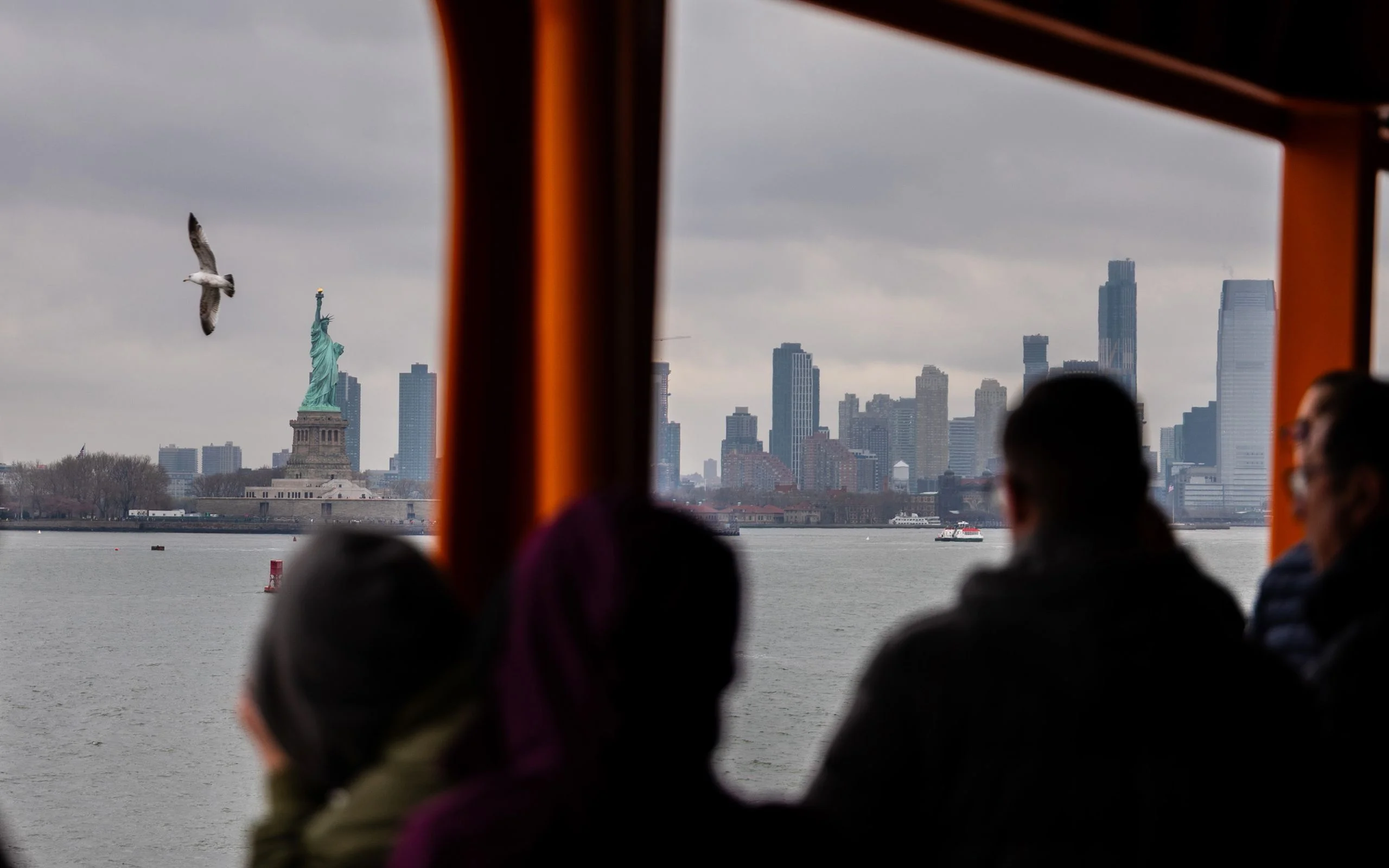 Passengers aboard the Staten Island Ferry.